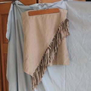Asymmetrical Beige Fringe Skirt